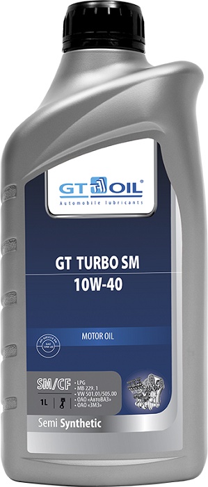 фото Масло моторное, полусинтетическое всесезонное GT Turbo SM, SAE 10W-40, API SM,SN/CF, 1 л Gt oil