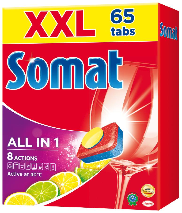 фото Somat All in 1 Lemon&Lime Таблетки для посудомоечной машины 65 шт