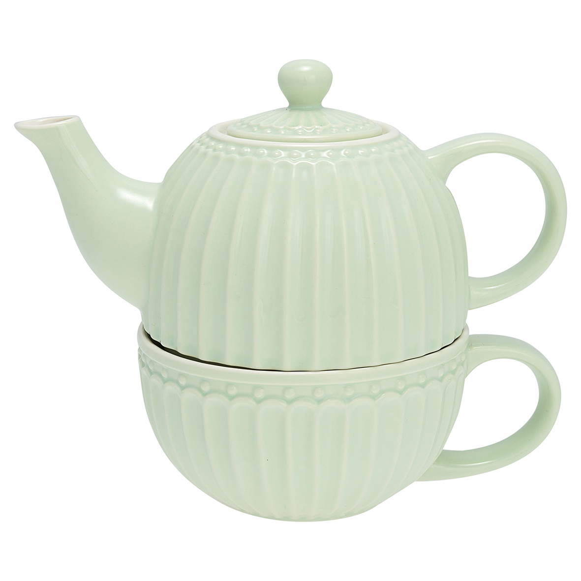 фото Чайник с чашкой Greengate Alice pale green