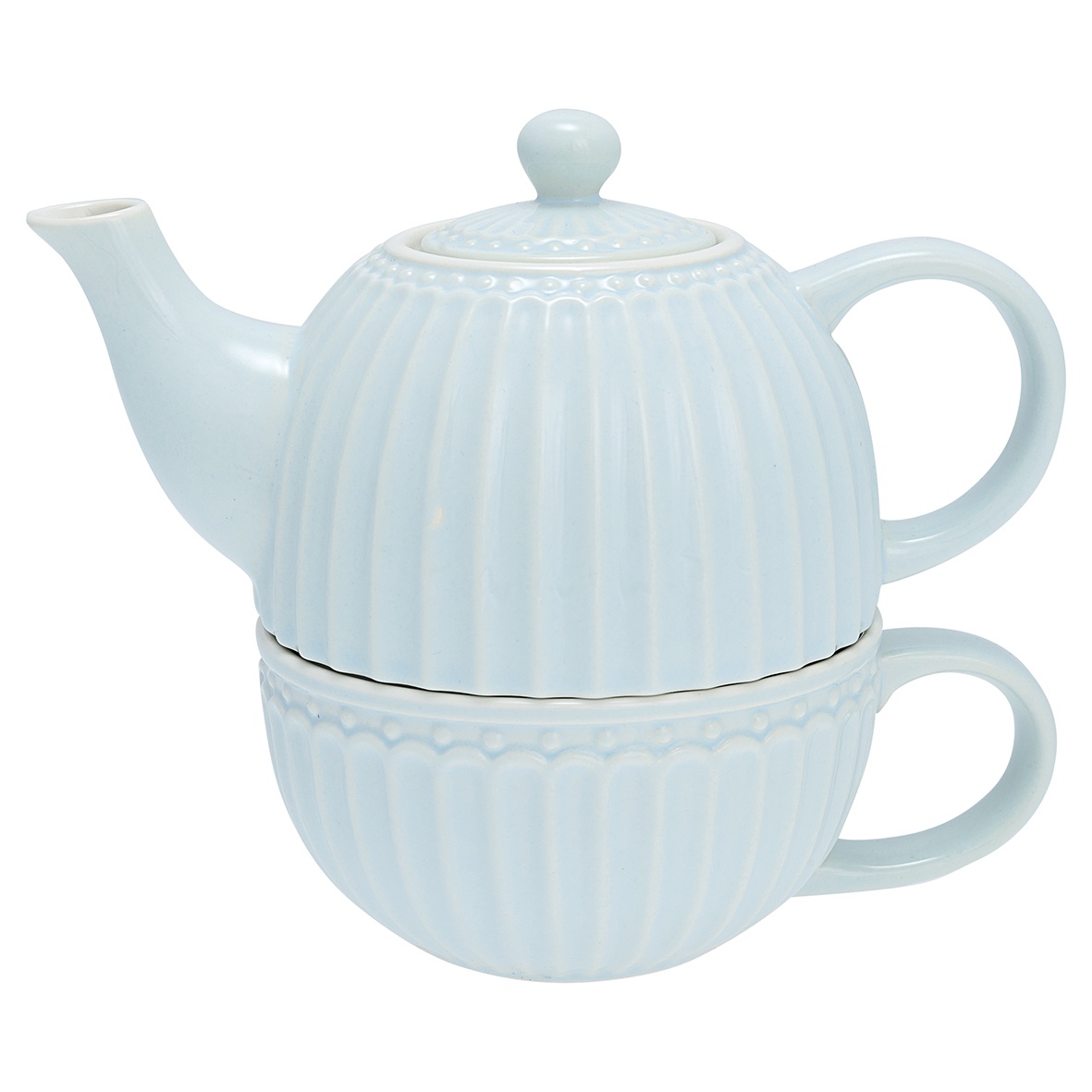 фото Чайник с чашкой Greengate Alice pale blue