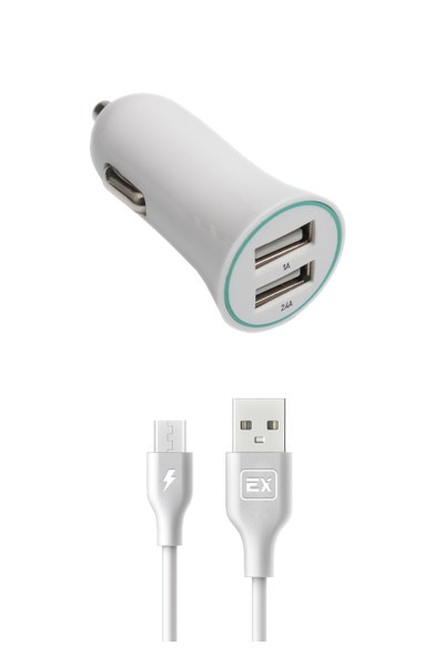 фото Автомобильное ЗУ/Exployd/micro USB/3.4А/2.4А+1А/2хUSB/белый/Classic/