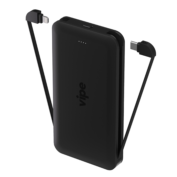 фото Vipe Внешний аккумулятор с кабелями USB Type-C и Lightning Twins QC 3.0 / PD 10000mAh VPPBTWINS10KBLK