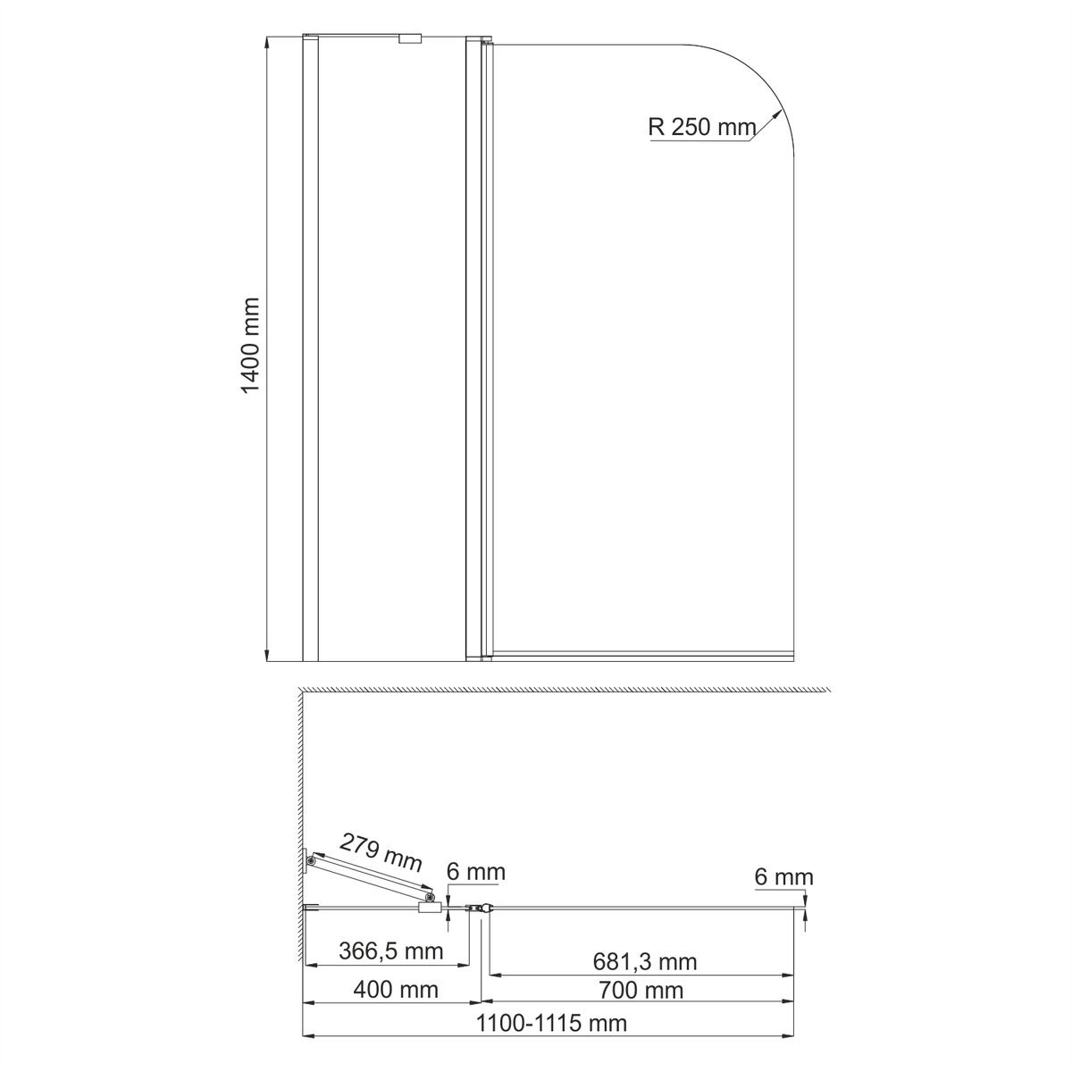 фото Стеклянная шторка для ванны WasserKRAFT Leine, 35P02-110W, белый, 140 х 110 см