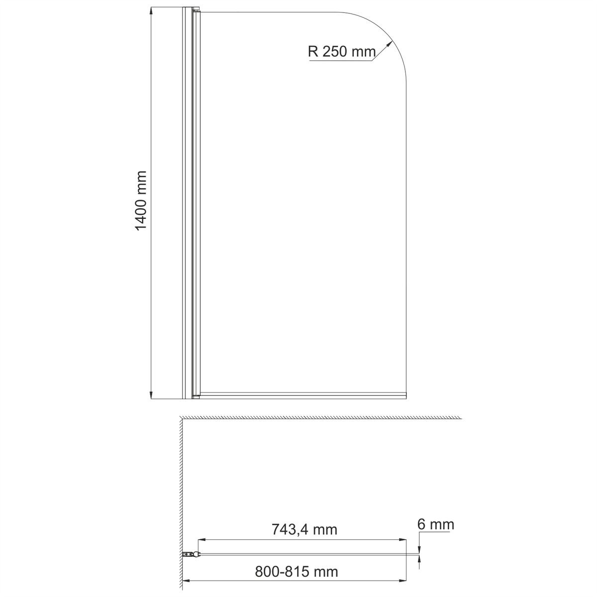 фото Стеклянная шторка для ванны WasserKRAFT Leine, 35P01-80W, белый, 140 х 80 см