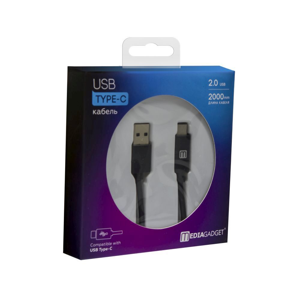 фото USB - кабель MEDIAGADGET U-TC22 2.0 USB - USB TYPE C (черный, 2м, ПВХ)