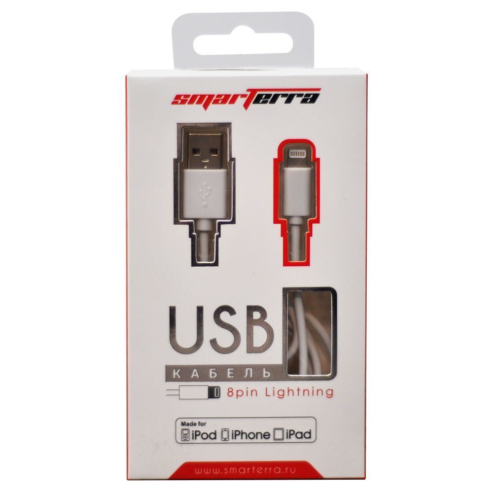 фото USB-кабель Smarterra STR-AL001M для iPhone/iPad/iPod 8-pin Lightning, MFI (1м, PVC, белый)