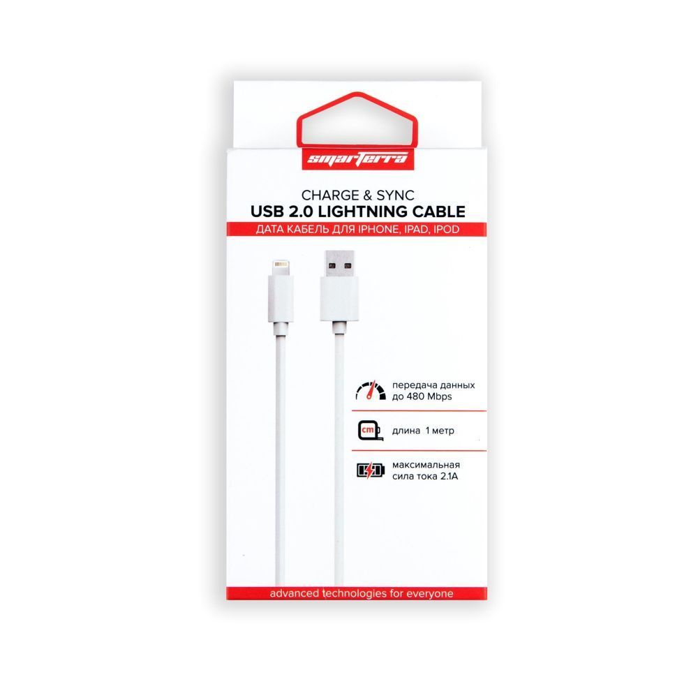фото USB-кабель Smarterra STR-NL001 для iPhone/iPad/iPod 8-pin (1м, PVC, белый, RTL)