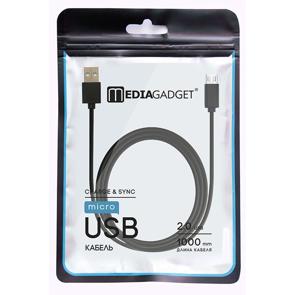 фото USB - кабель MEDIAGADGET U-MCU12P 2.0 USB - microUSB (черный,1м,ПВХ,европакет)