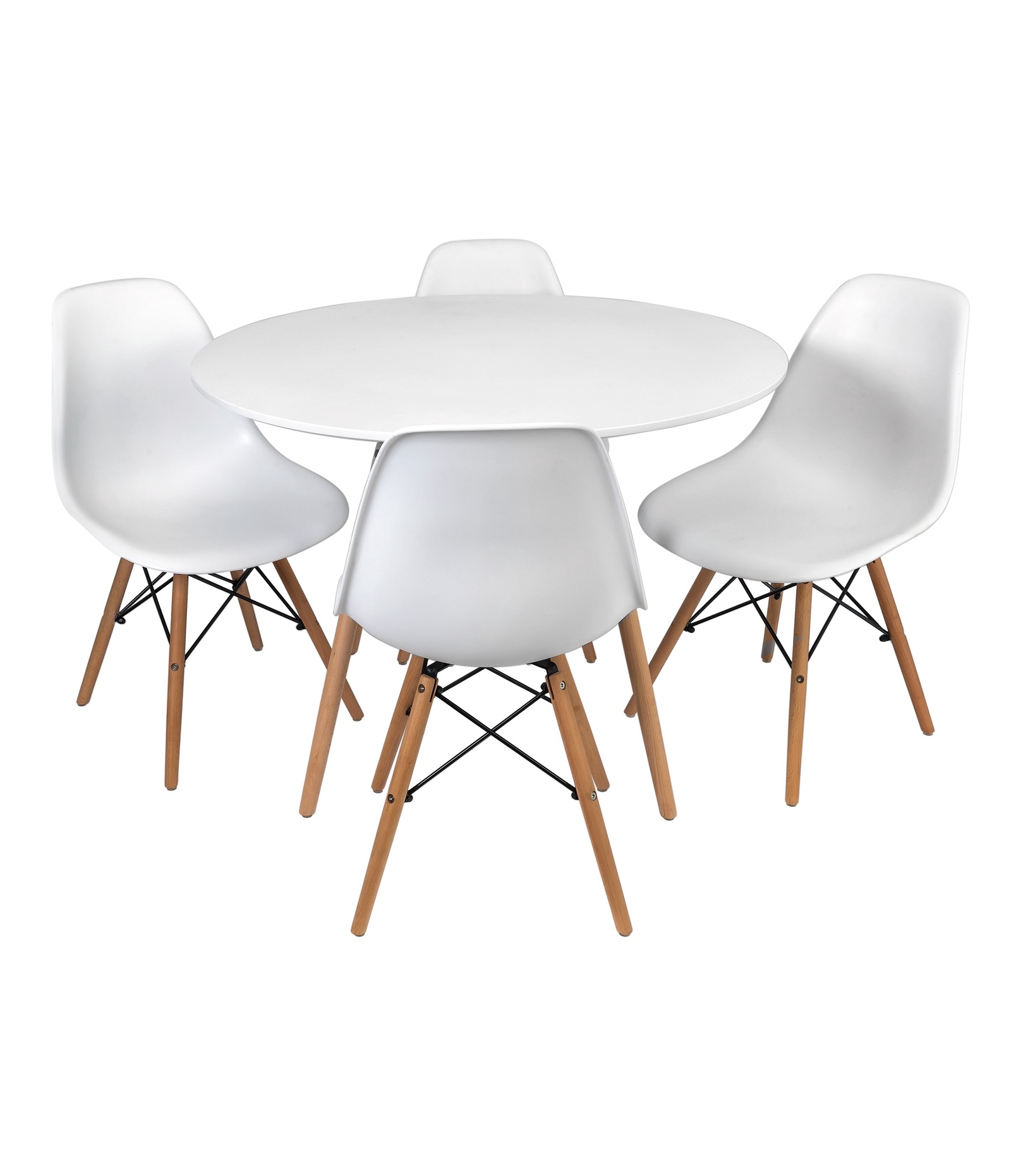 фото Стол круглый EAMES DSW D80, белый на дер. ножках Стул груп