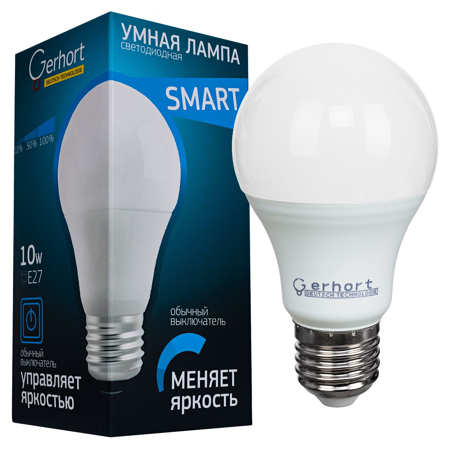 фото Лампочка Gerhort 10W A60 LED3STEP 4200K E27, Дневной свет 10 Вт, Светодиодная