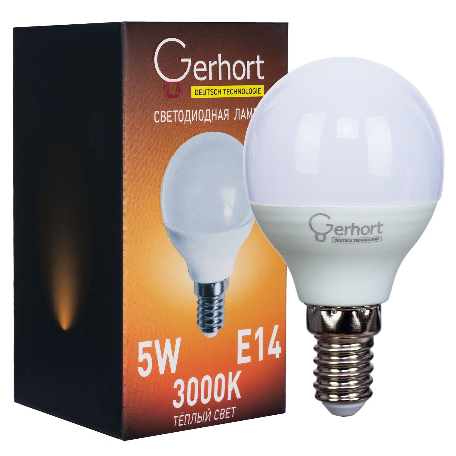 фото Лампочка Gerhort 5W G45 LED 3000K E14, Теплый свет 5 Вт, Светодиодная