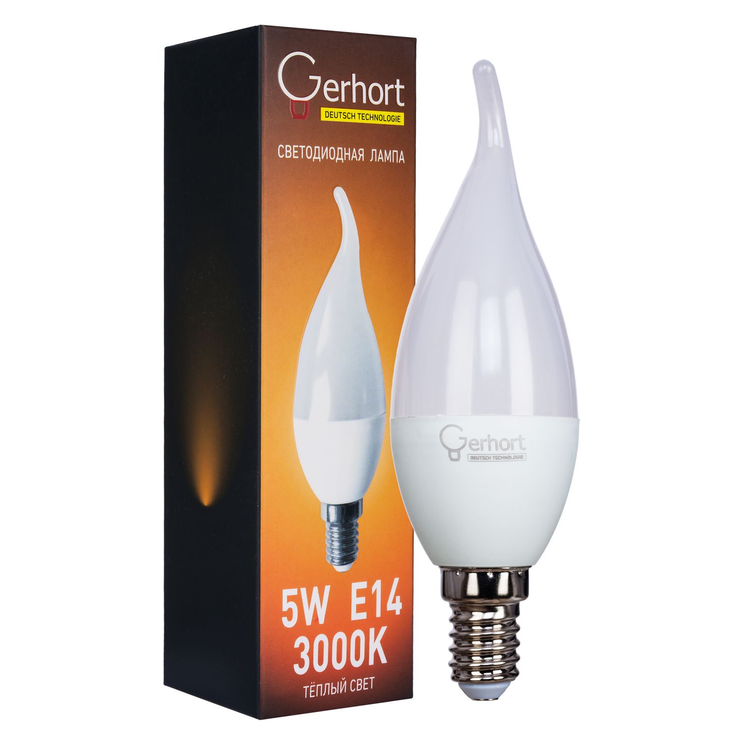 фото Лампочка Gerhort 5W CI37 LED 3000K E14, Теплый свет 5 Вт, Светодиодная