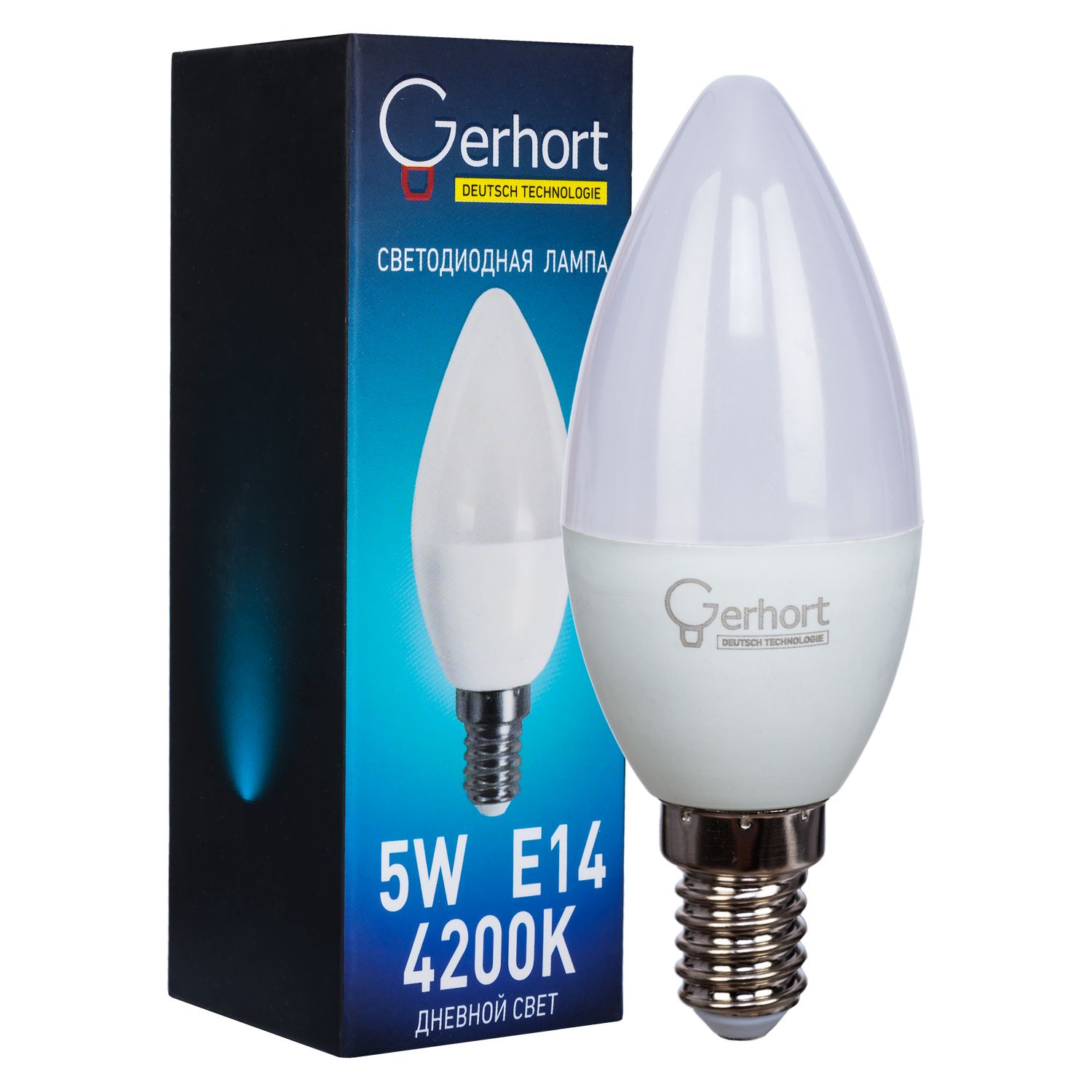 фото Лампочка Gerhort 5W C37 LED 4200K E14, Дневной свет 5 Вт, Светодиодная