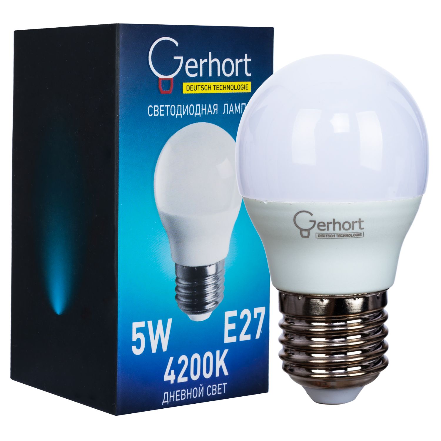 фото Лампочка Gerhort 5W G45 LED 4200K E27, Дневной свет 5 Вт, Светодиодная