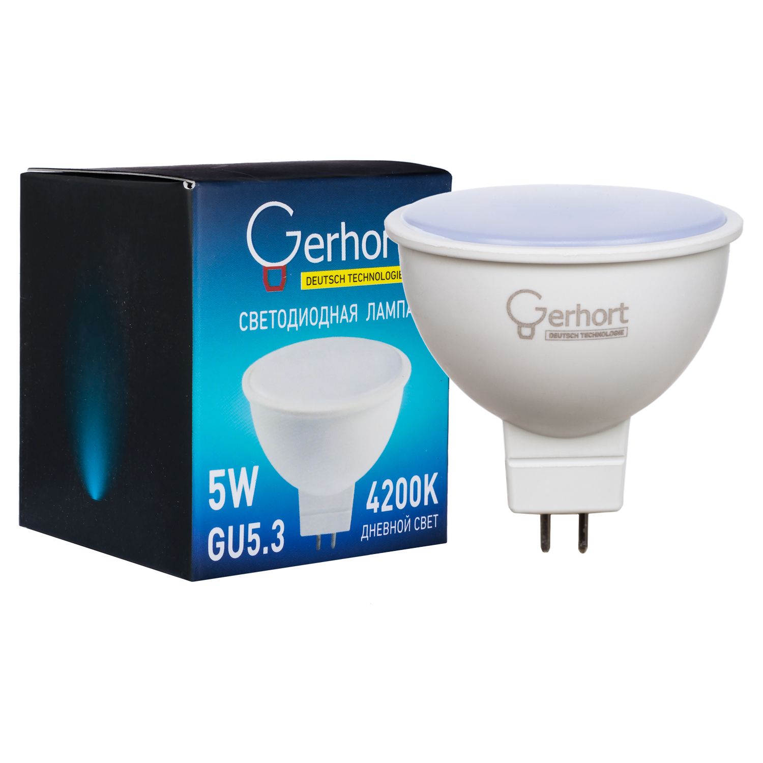 фото Лампочка Gerhort 5W JCDR LED 4200K GU5.3, Дневной свет 5 Вт, Светодиодная