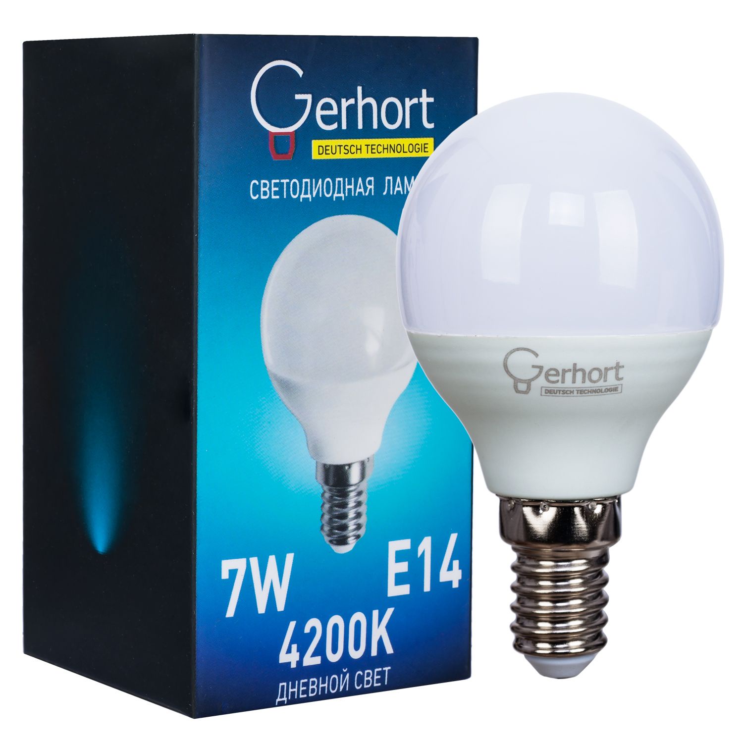 фото Лампочка Gerhort 7W G45 LED 4200K E14, Дневной свет 7 Вт, Светодиодная