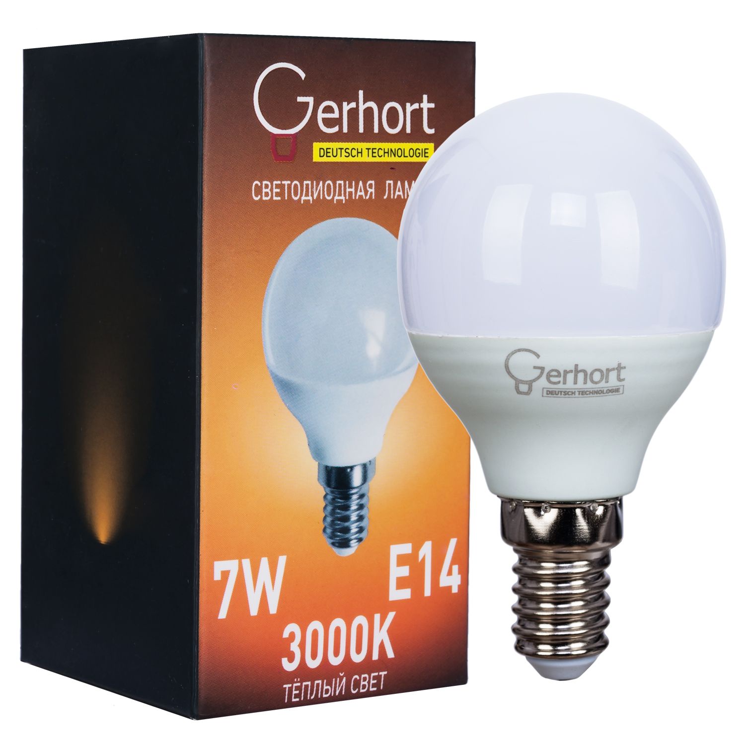 фото Лампочка Gerhort 7W G45 LED 3000K E14, Теплый свет 7 Вт, Светодиодная