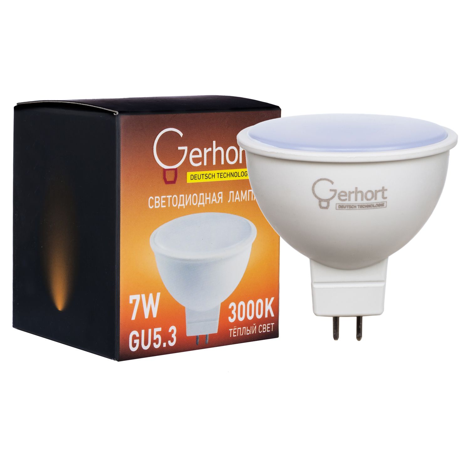 фото Лампочка Gerhort 7W JCDR LED 3000K GU5.3, Теплый свет 7 Вт, Светодиодная