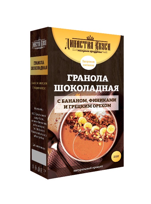 фото Гранола Династия Вкуса с шоколадом, бананом и финиками