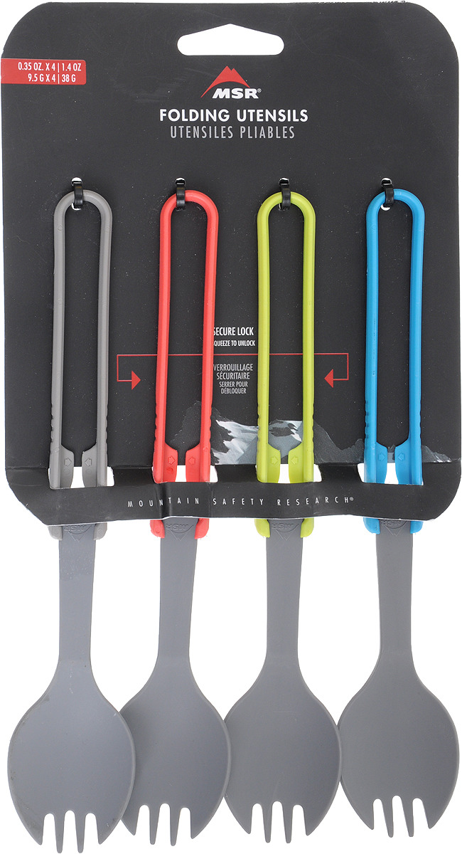 фото Набор походной посуды MSR Folding Spork Kit, 03170, серый, красный, синий, зеленый, 4 шт