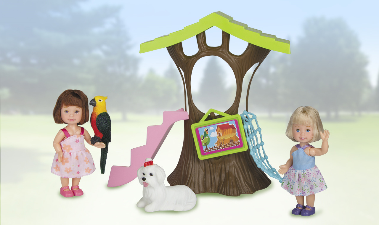 фото Игровой набор с куклой Paula Домик в лесу, с цветным попугаем