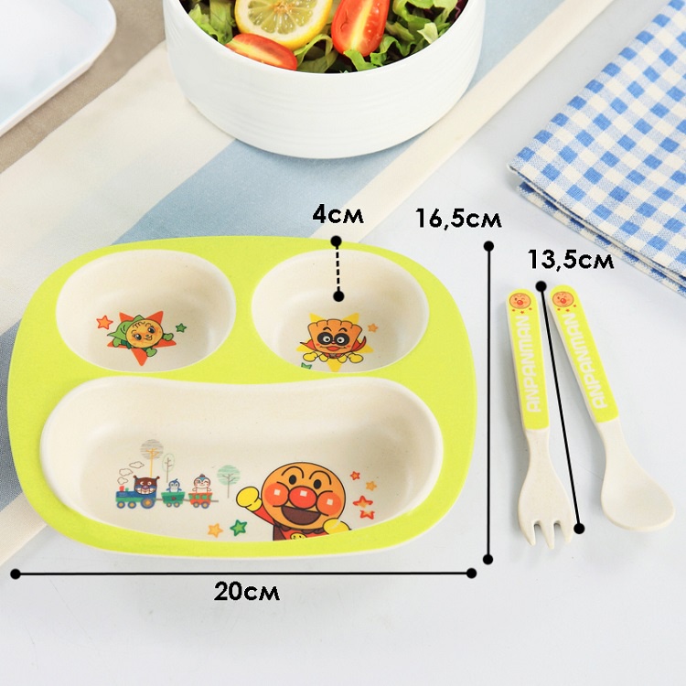фото Детский столовый набор, тарелка, ложка, вилка, цвет салатовый, 20х16,5х4 см Baby fox