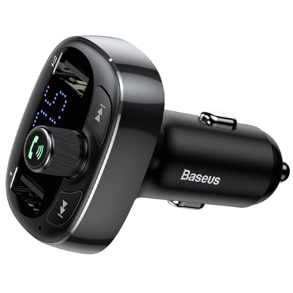 фото Автомобильное ЗУ с FM-трансмиттером 2xUSB Baseus T typed Bluetooth MP3 - Черное