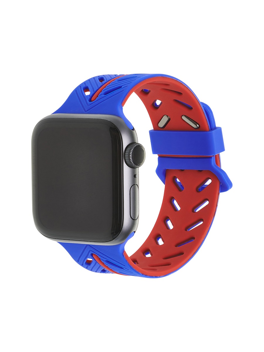 фото Ремешок для часов Apple Watch 42-44 мм силиконовый сине-красный His