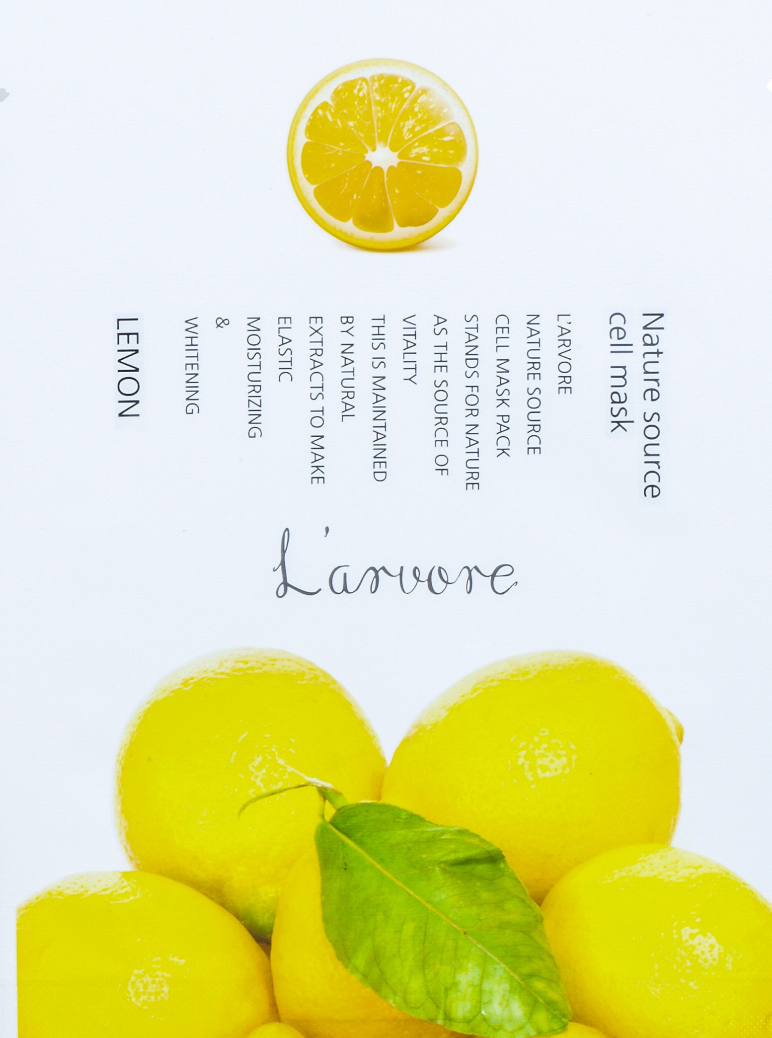 фото Тканевая маска для лица с экстрактом лимона L'arvore "Nature Source Cell Mask Lemon", 25гр.