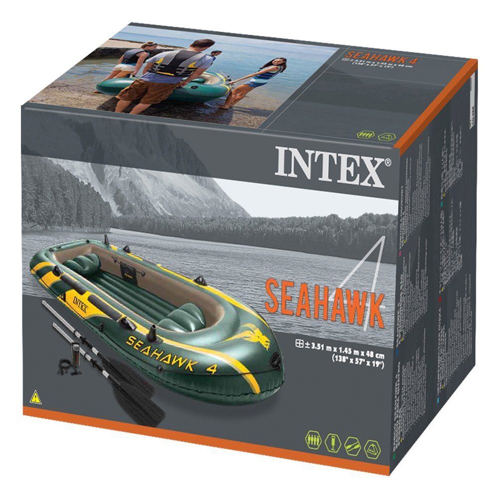 фото Лодка надувная INTEX SEAHAWK 4 SET, 351х145х48 см, с насосом и алюминиевыми веслами