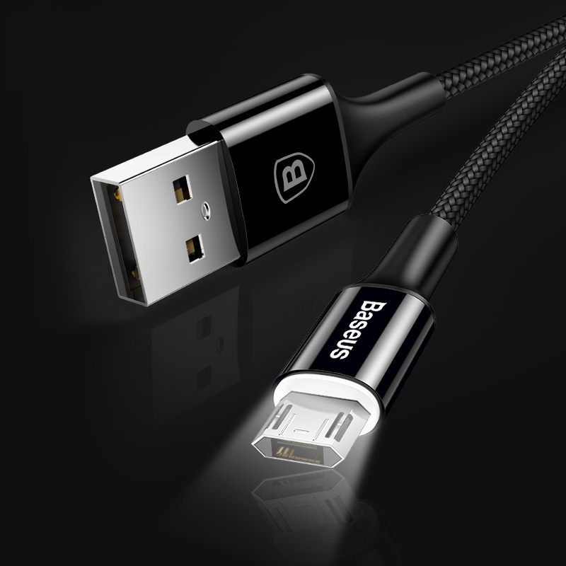 фото Кабель USB - micro USB 1м с подсветкой Baseus Rapid Series - Черный (CAMSY-B01)