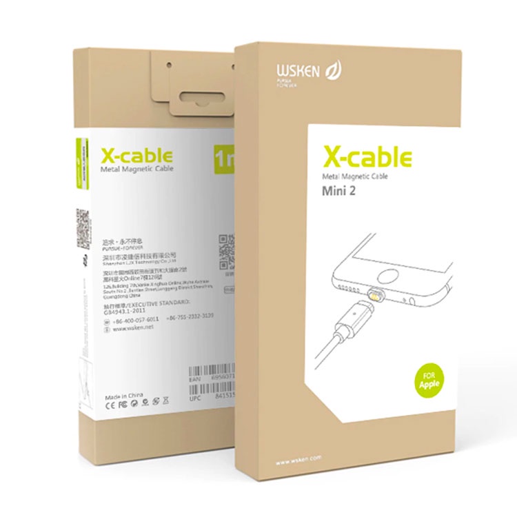 фото Магнитный кабель USB - Lightning WSKEN X-cable mini 2 - Серебристый