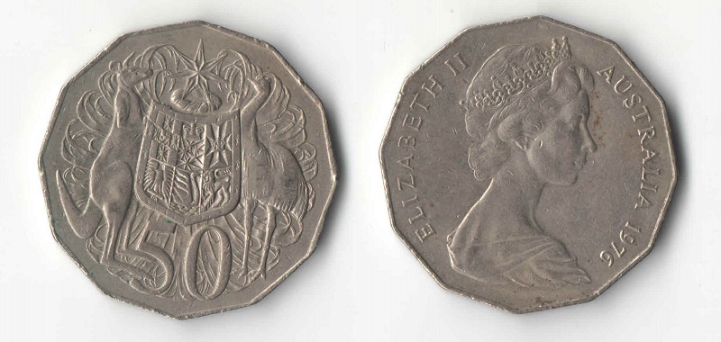 Монета номиналом 9. Австралия 50 центов 1978. Монета 50 центов Австралия 2006 года. Монеты Австралии 50 центов. Монета номиналом 50 2006 года.
