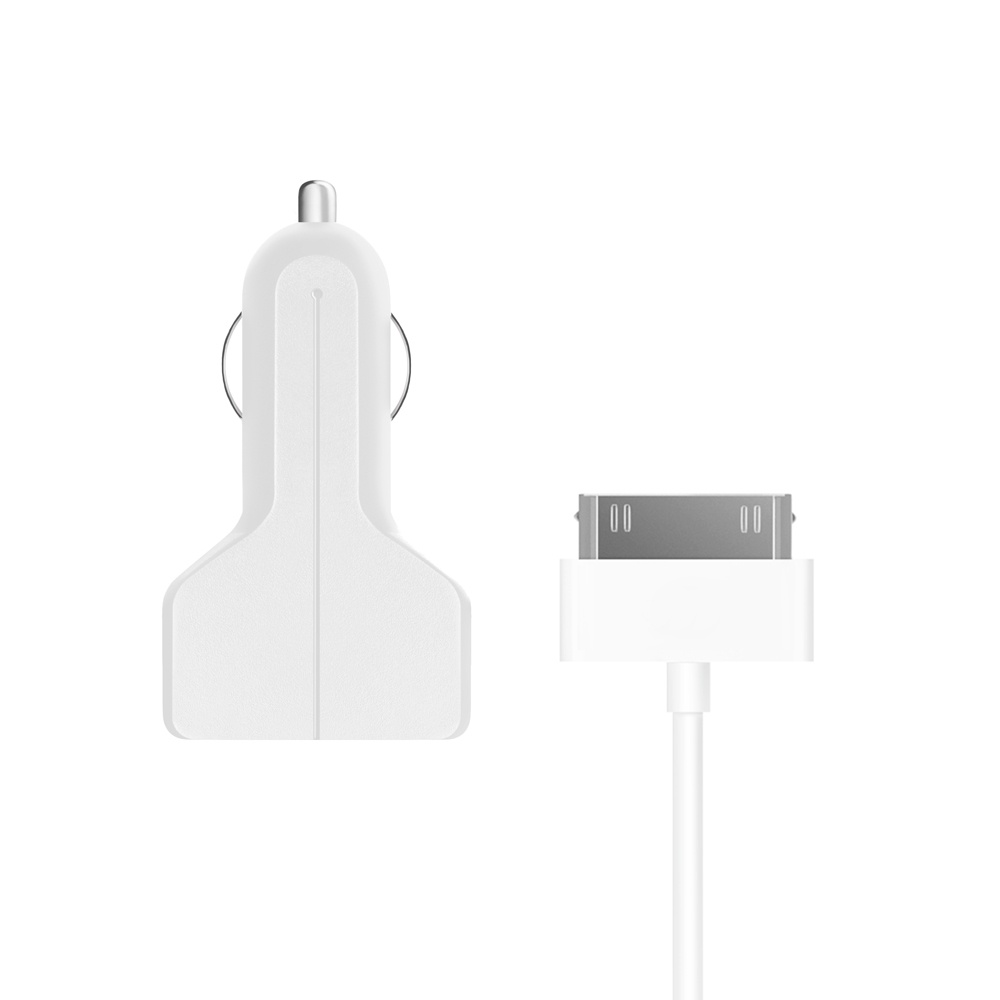 фото АЗУ 2 USB, 2.1A, дата кабель 30-pin, белый, Prime Line