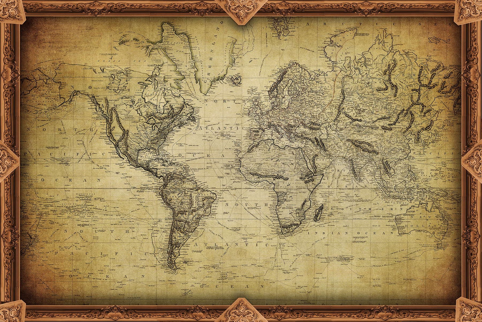 Подкладка на стол для письма карта мира