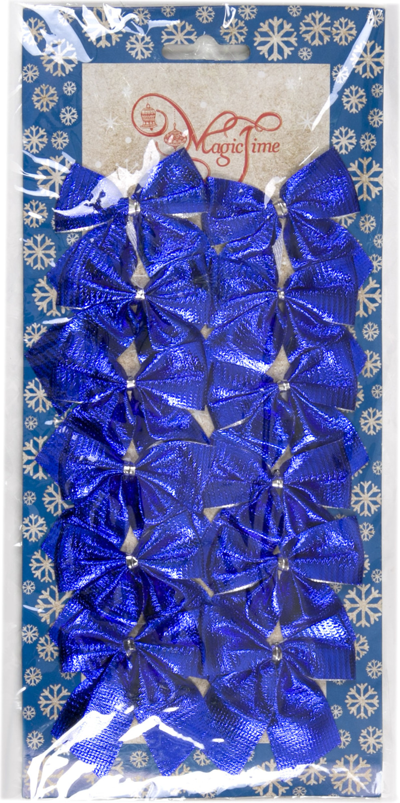 фото Новогоднее украшение Magic Time Бант, 76242, синий, 12 шт
