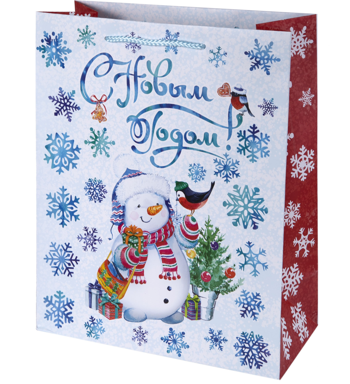 фото Пакет подарочный Magic Time Снеговик и снегирь, 79998, разноцветный, 17,8 х 22,9 х 9,8 см