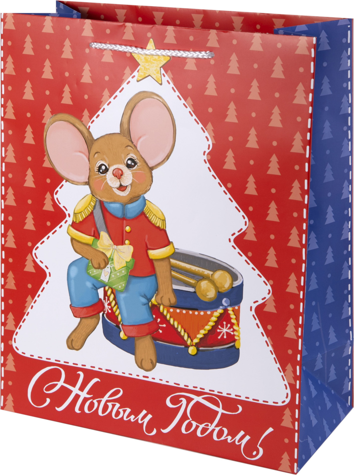 фото Пакет подарочный Magic Time Мышка с барабаном, 80004, разноцветный, 26 х 32,4 х 12,7 см