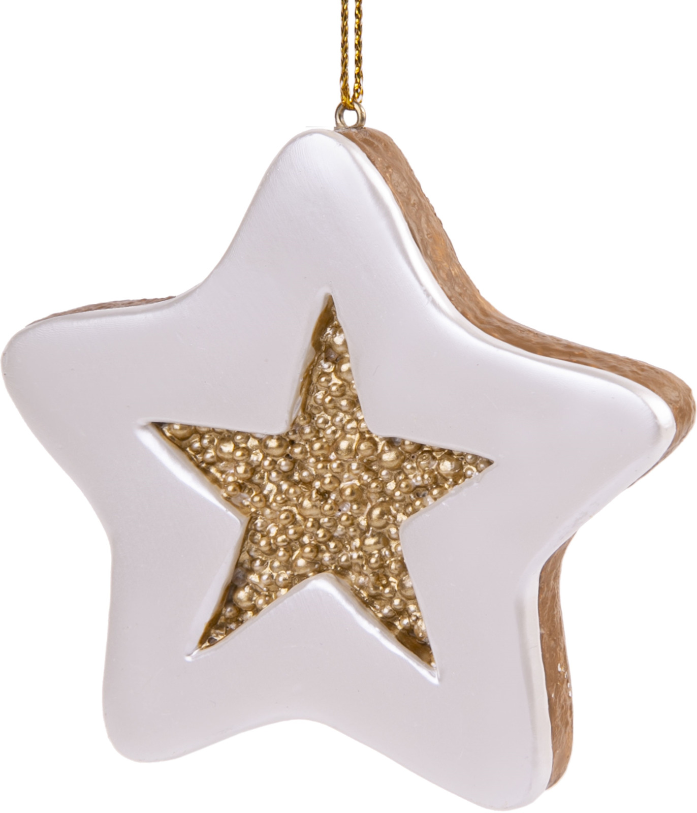 фото Подвесное украшение Magic Time Пряник-звезда с бусинками, 80082, белый, 7 х 7 х 1,3 см