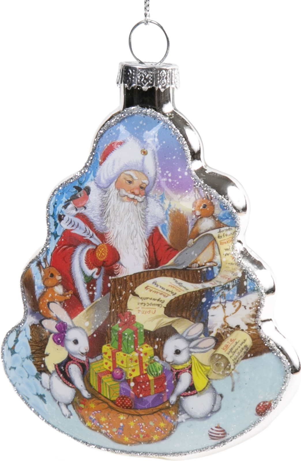 фото Подвесное украшение Magic Time Дед Мороз и зайцы, 80370, разноцветный, 7 х 1,5 х 8 см