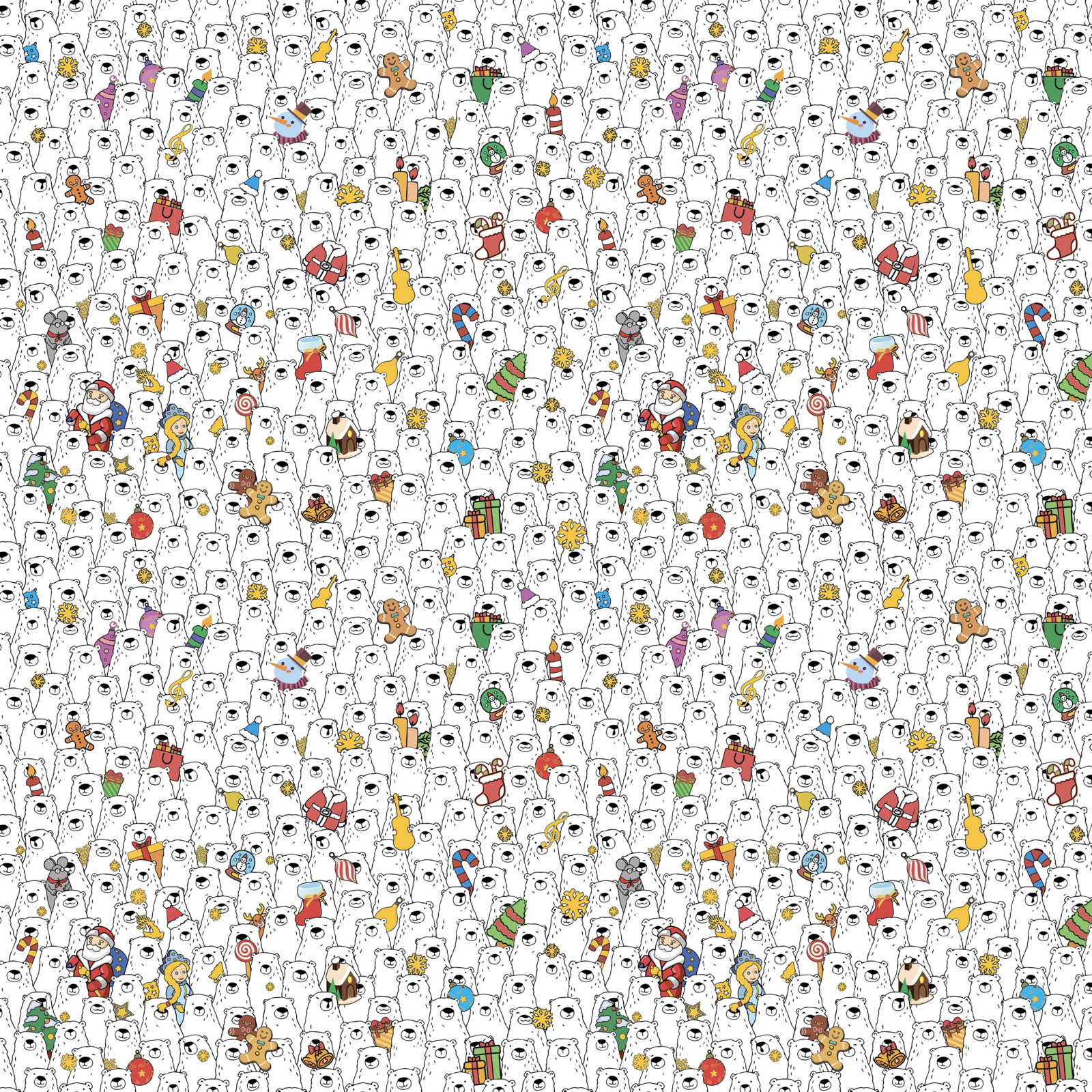 фото Упаковочная бумага Magic Time Белые медведи, мелованная с двух сторон, 80859, разноцветный, 70 х 100 см