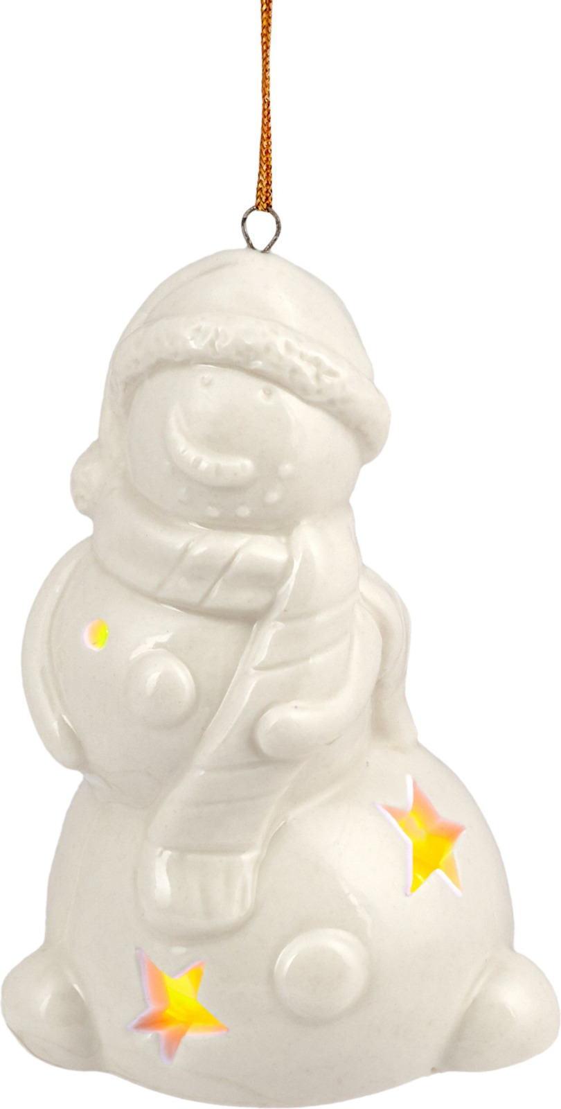 фото Подвесное украшение Magic Time Снеговик, со светодиодной подсветкой, 80886, белый, 7 х 5,5 х 8 см