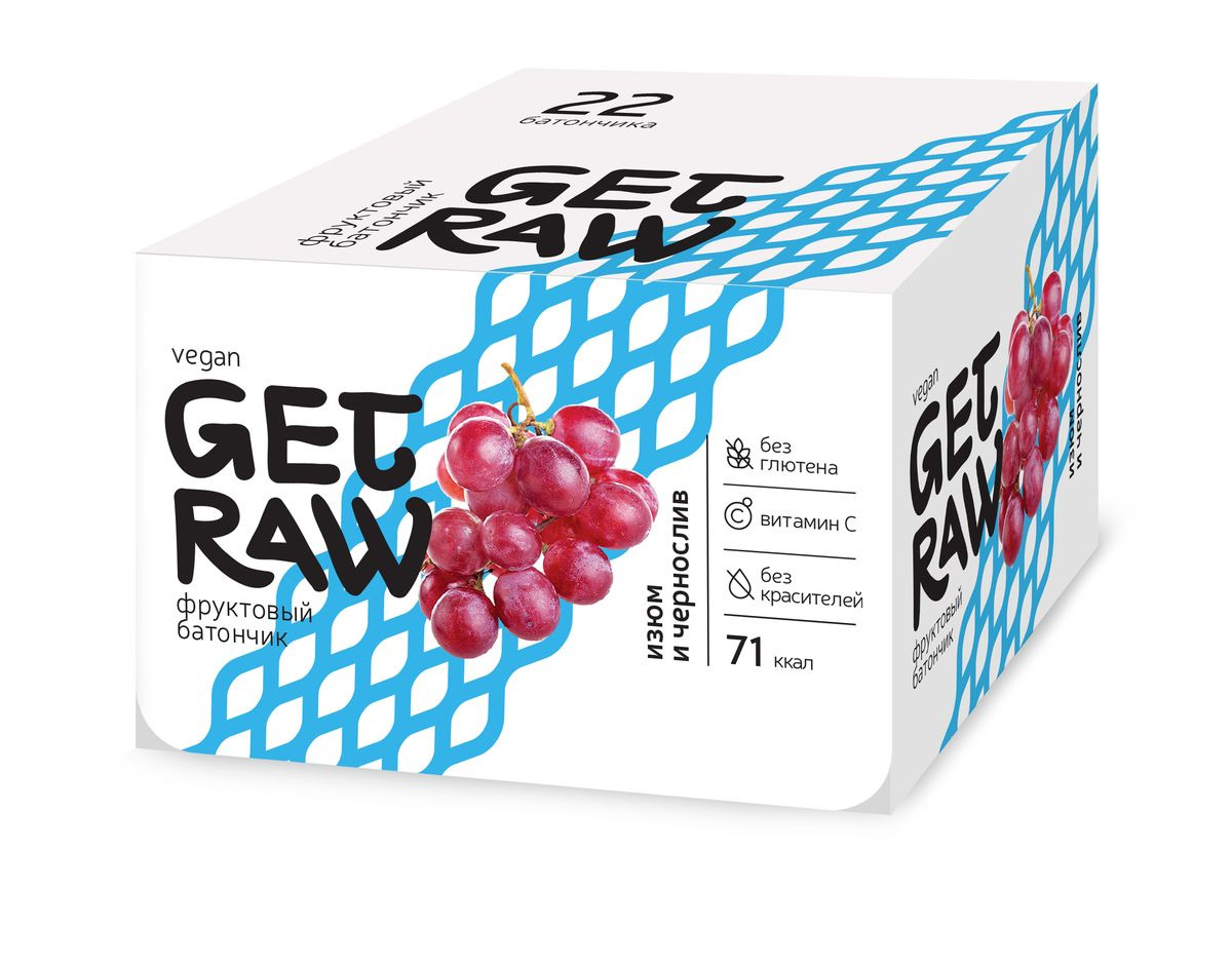 фото Диетический батончик Get Raw Изюм, чернослив, 22 шт по 30 г