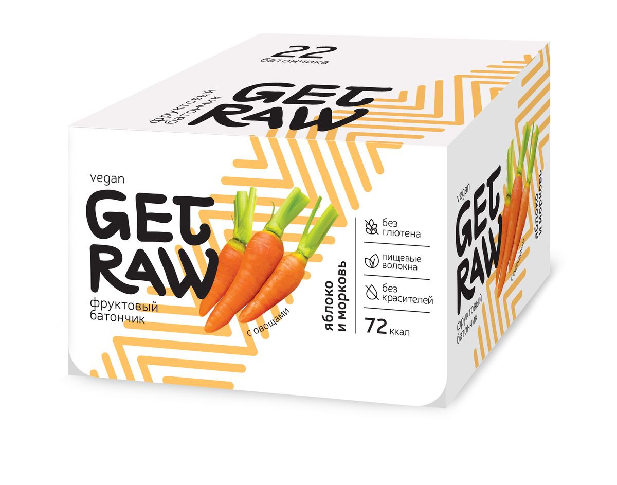 фото Диетический батончик Get Raw Яблоко, морковь, 22 шт по 30 г