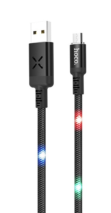 фото Кабель micro USB-USB HOCO U63 Spirit с LED-подсветкой от звука, 2.4A, чёрный