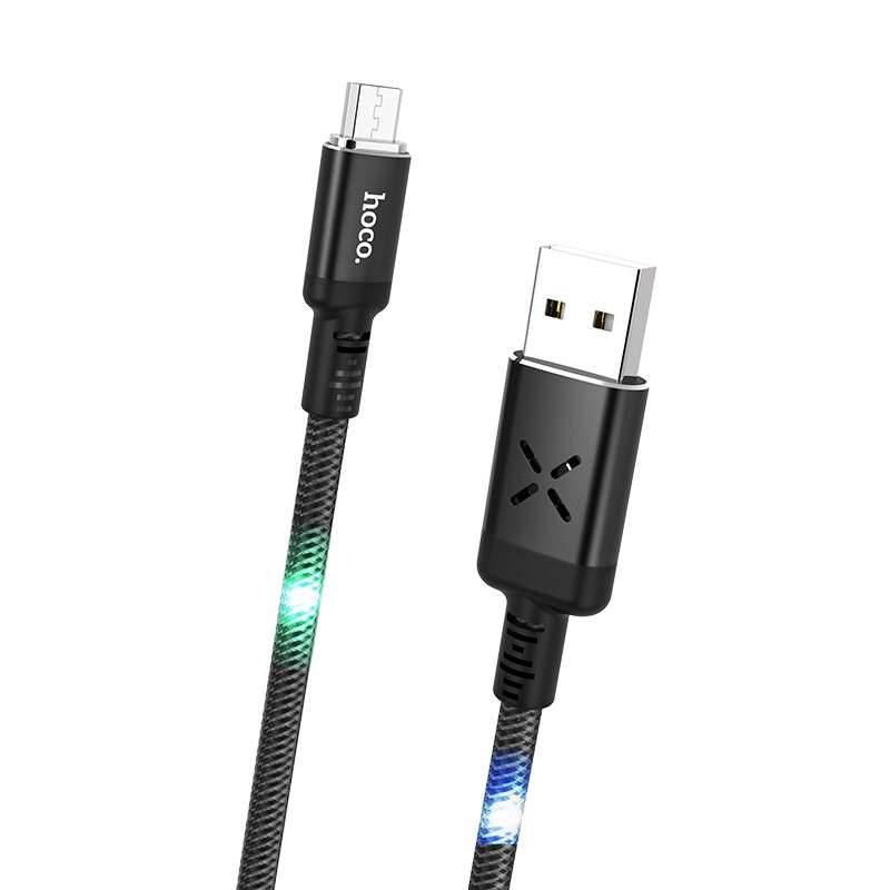 фото Кабель micro USB-USB HOCO U63 Spirit с LED-подсветкой от звука, 2.4A, чёрный