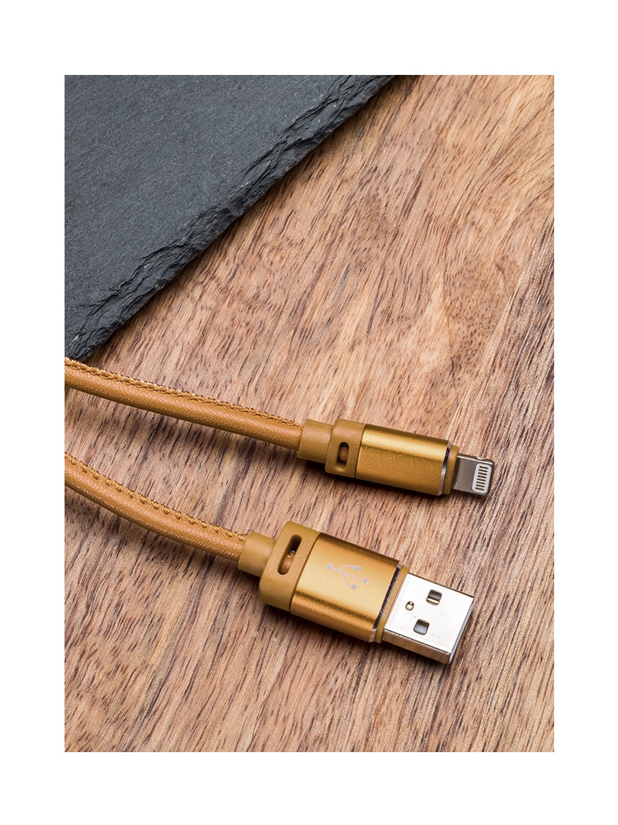 фото Кожаный USB кабель для IPhone, 1 м, бежевый Kruglov