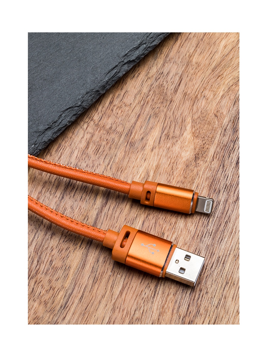 фото КОЖАНЫЙ USB кабель для IPhone, 1 м, светло-коричневый Kruglov