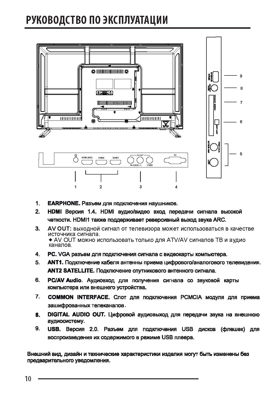 фото Телевизор ECON HD Ready LED, 39", с встроенным спутниковым и цифровым тюнером, с функцией "Отель" 39", черный