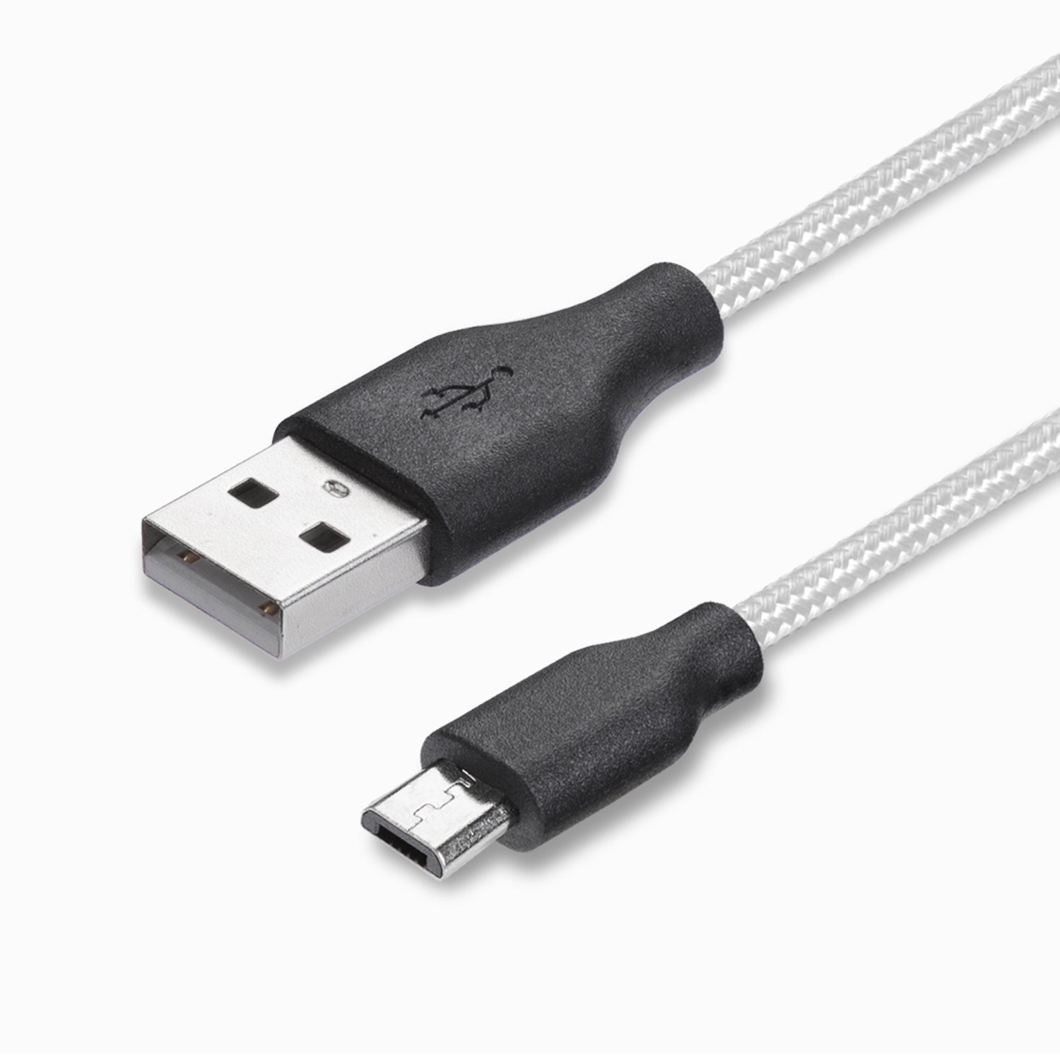 фото Дата-кабель USB - micro USB, нейлон, 1.2м, серебро, Prime Line